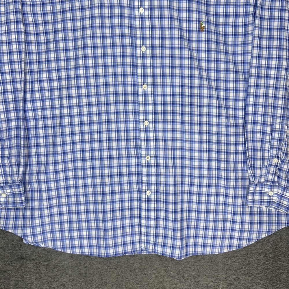 Polo Ralph Lauren Shirt Mens 3XB white blue plaid Oxford preppy long sleeve - Picture 3 of 11